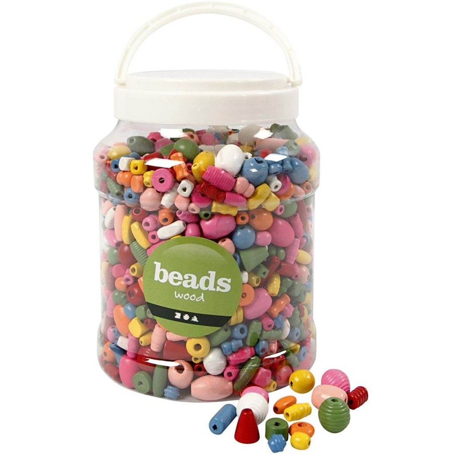 Kreativa spel - Creativ Company Wooden Beads in Storage Bucket - 68476