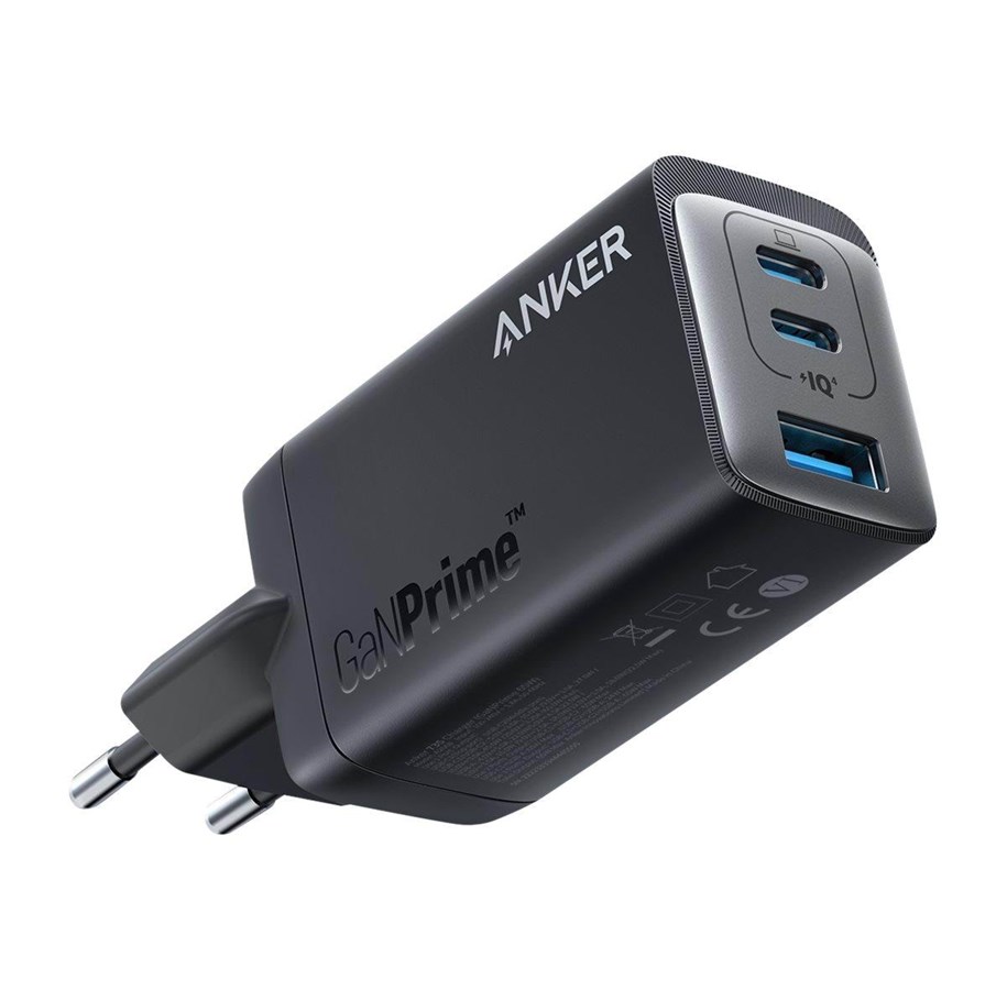 Mobile - Adapters & Chargers - Anker 735 Charger GaNPrime 65W 1x USB-A 2x USB-C Power Adapter - Black - A2668311