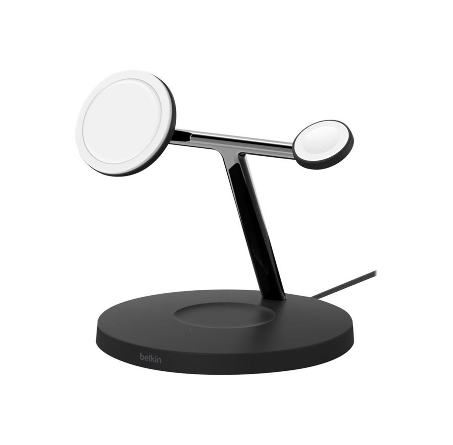 Mobile - Adapters & Chargers - Belkin BOOST CHARGE PRO wireless charging stand - with MagSafe - + AC power adapter - 15 Watt - WIZ017VFBK
