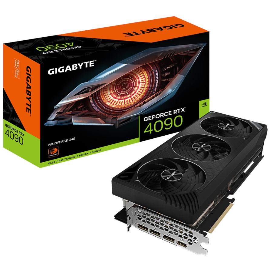 Grafikkort - GIGABYTE GeForce RTX 4090 WindForce - 24GB GDDR6X RAM - Grafikkort - GV-N4090WF3-24GD