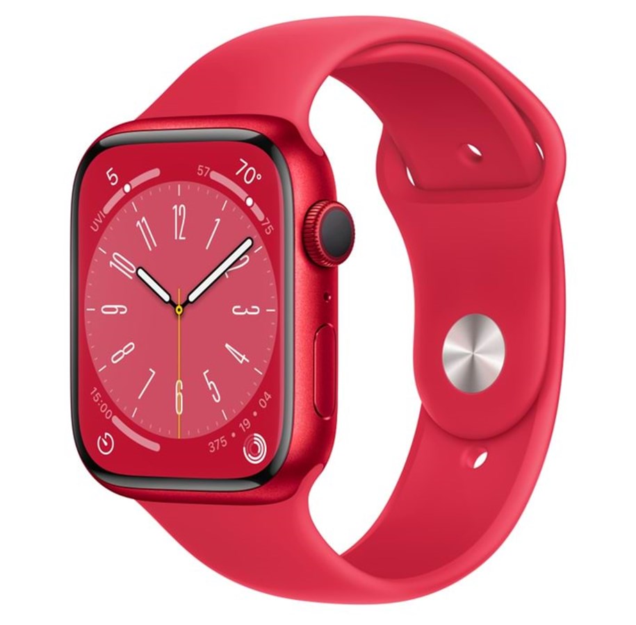 Pulsmätare & Stegräknare - Apple Watch Series 8 GPS 45mm (PRODUCT)RED Aluminium Case with (PRODUCT)RED Sport Band - MNP43DH/A