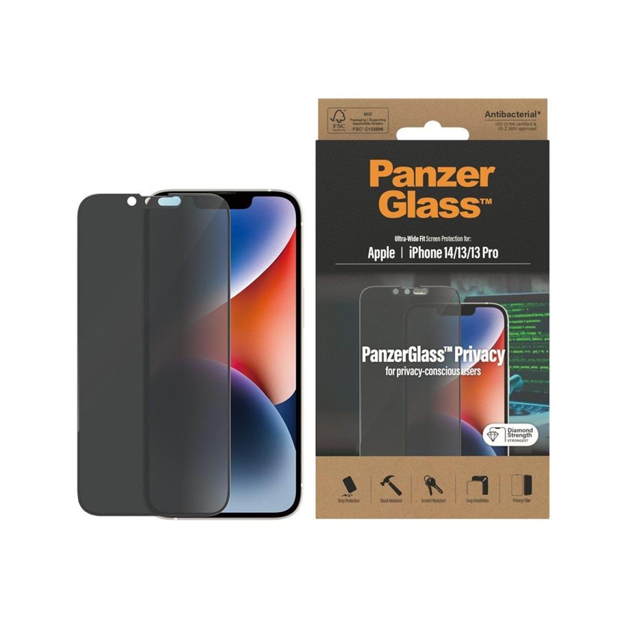 Mobiltelefontillbehör-Skyddsfilm - PanzerGlass Privacy Screen Protector Apple iPhone 14 | 13 | 13 Pro | Ultra-Wide Fit - PANZERP2771