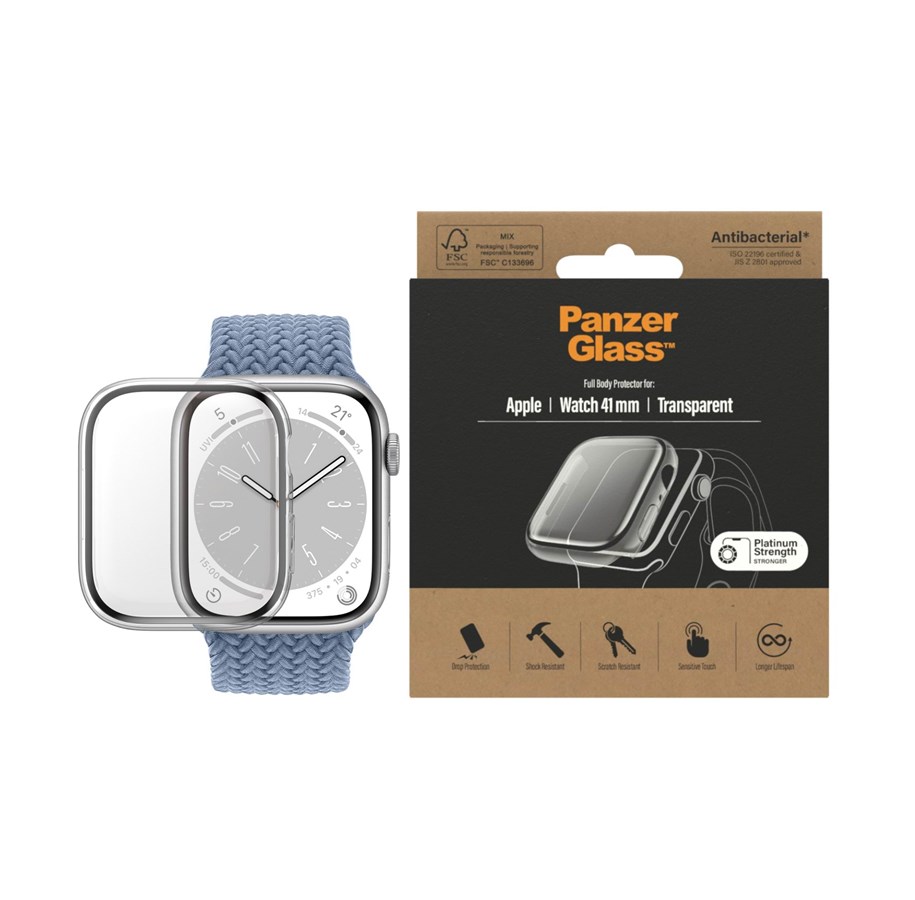 Smartwatch - Accessories - PanzerGlass Screen Protection Full Body Apple Watch Series 9 | 8 | 7 | 41mm | Transparent - PANZER3658