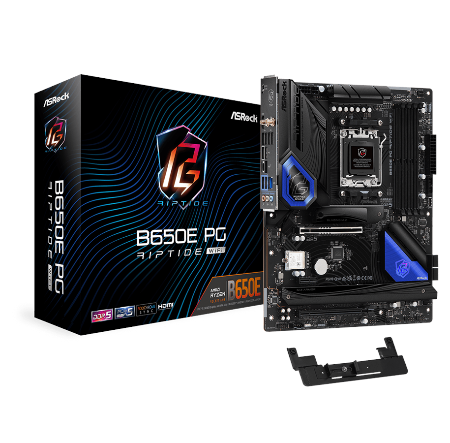 Moderkort - ASRock B650E PG Riptide WIFI Moderkort - AMD B650 - AMD AM5 - DDR5 RAM - ATX - 90-MXBL00-A0UAYZ
