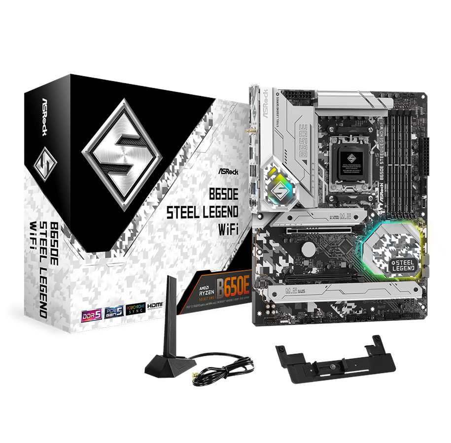 Moderkort - ASRock B650E STEEL LEGEND WIFI Moderkort - AMD B650 - AMD AM5 - DDR5 RAM - ATX - 90-MXBJY0-A0UAYZ