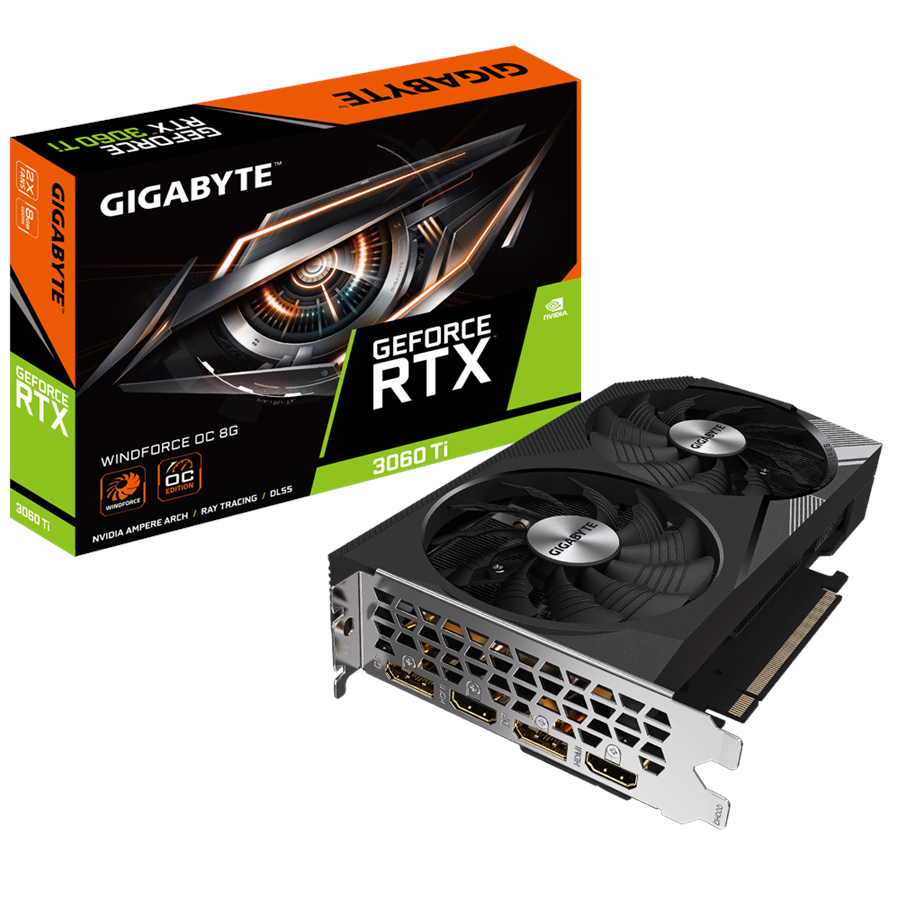 Grafikkort - GIGABYTE GeForce RTX 3060 Ti WindForce OC - 8GB GDDR6 RAM - Grafikkort - GV-N306TWF2OC-8GD