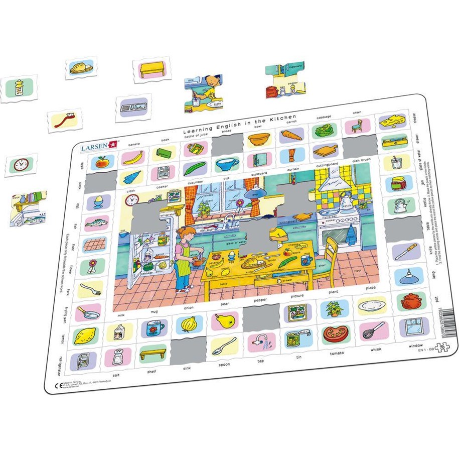 Pusselspel - Larsen Puzzles Learning english in the kitchen - LA-EN1EN