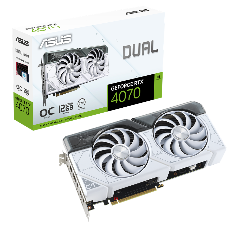 Grafikkort - ASUS GeForce RTX 4070 DUAL OC White - 12GB GDDR6X RAM - Grafikkort - 90YV0IZ4-M0NA00