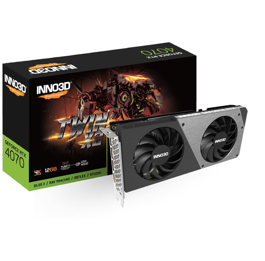 Grafikkort - Inno3D GeForce RTX 4070 X2 - 12GB GDDR6X RAM - Grafikkort - N40702-126X-185252N