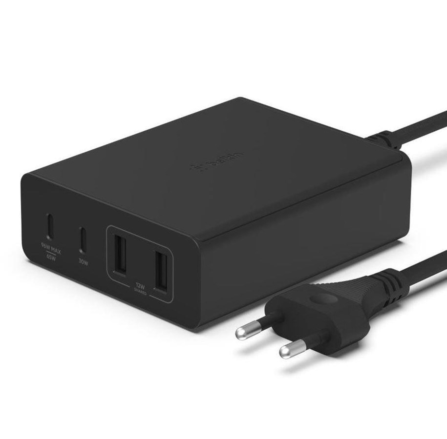 Mobile - Adapters & Chargers - Belkin BOOST CHARGE PRO power adapter - GaN technology - 2 x USB 2 x USB-C - 108 Watt - WCH010VFBK
