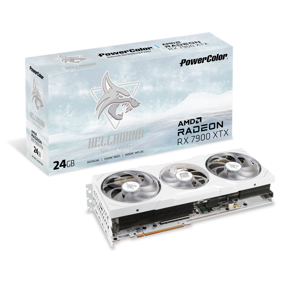 Grafikkort - PowerColor Radeon RX 7900 XTX Hellhound Spectral White - 24GB GDDR6 RAM - Grafikkort - RX7900XTX 24G-L/OC/WHITE