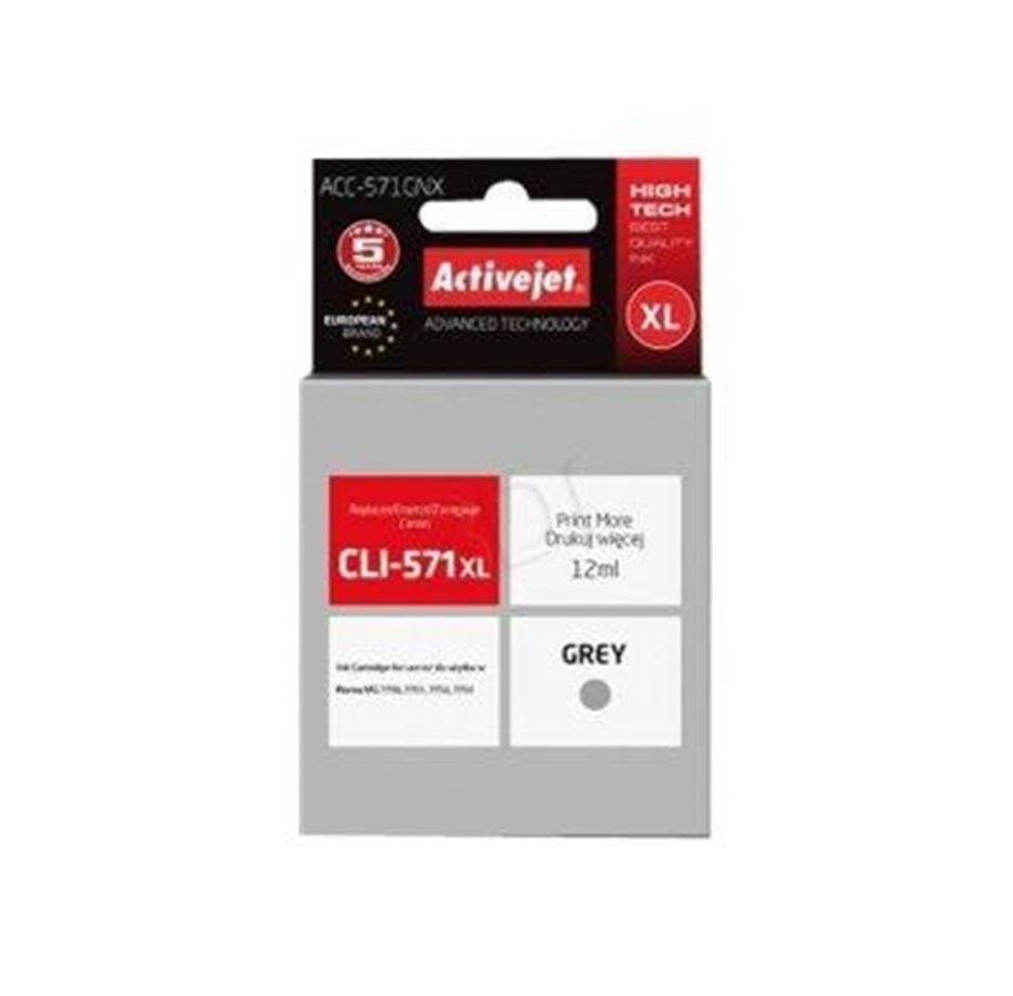 Skrivartillbehör-bläck-toner - ActiveJet Supreme ACC-571GNX - grey - ink cartridge (alternative for: Canon CLI-571GXL) - ACC-571GNX