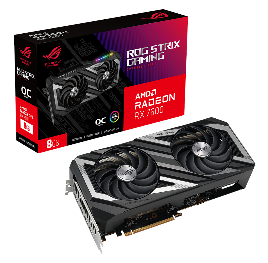 Grafikkort - ASUS Radeon RX 7600 ROG STRIX OC - 8GB GDDR6 RAM - Grafikkort - 90YV0IH0-M0NA00