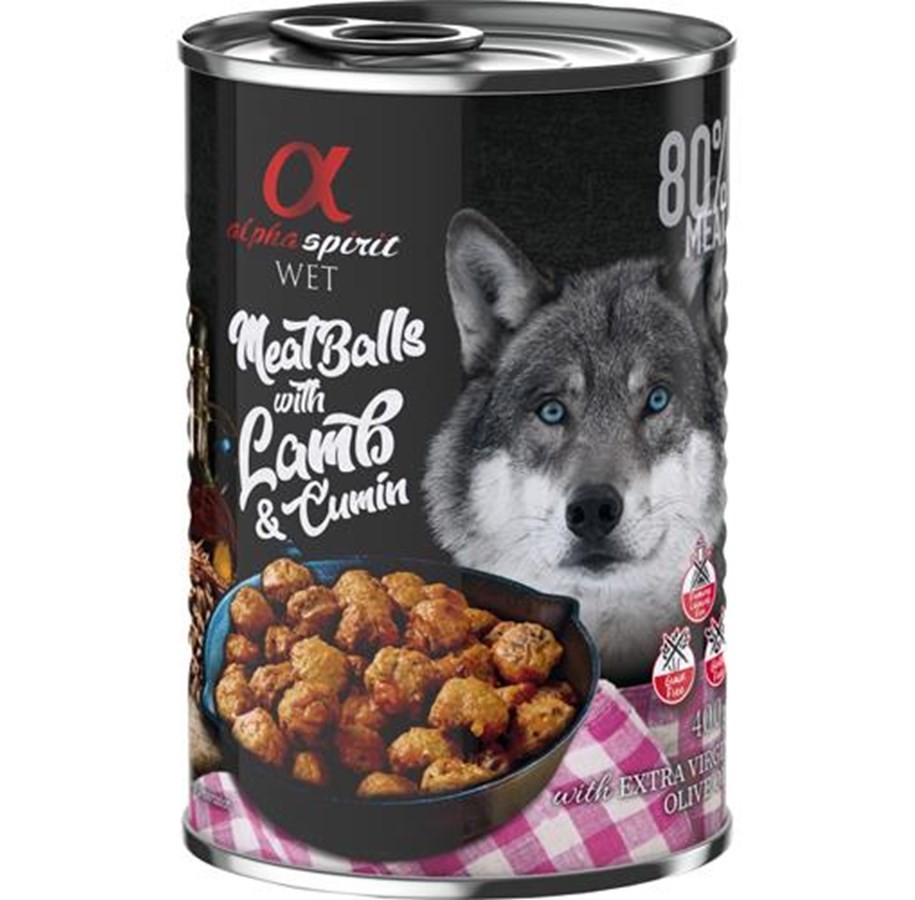 Hundar - Alpha Spirit canned meatballs with lamb & cumin 400g - H20104