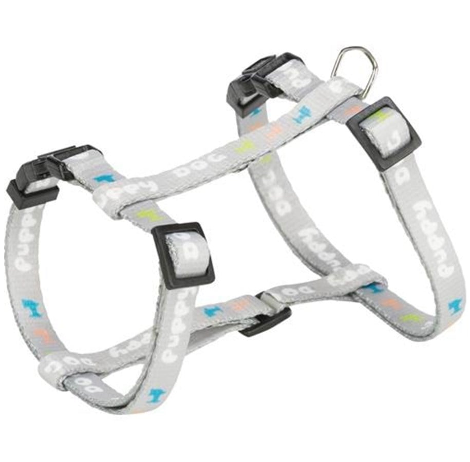 Hundar - Trixie Junior Puppy H-Harness with Lead M-L: 27-45cm/10mm 2m. light grey - TX15350
