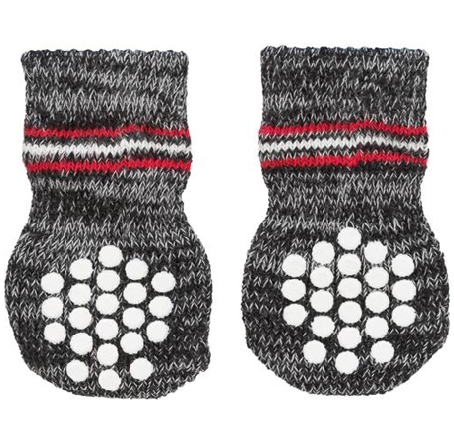 Hundar - Trixie Dog Socks Grey S-M (2 pcs.) non-slip - TX19502