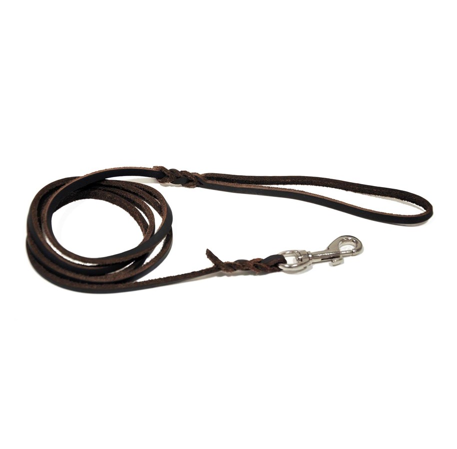 Hundar - Dogman Leather Leash Lina Brown XS 6mm x 180cm - 220314