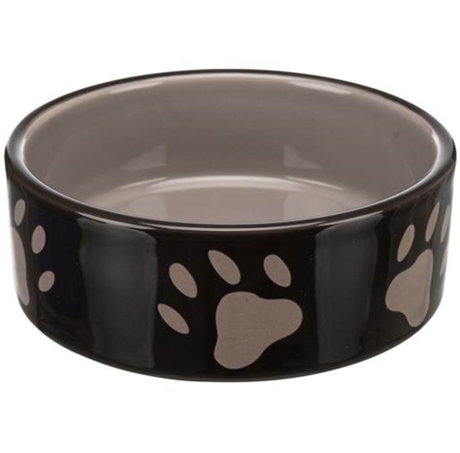 Hundar - Trixie Ceramic Bowl w/ paws 0.3 l/ø 12cm - TX24531