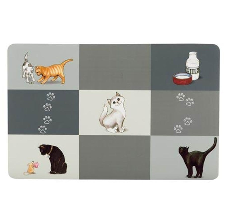 Katter - Trixie Place Mat Patchwork Cat 44 × 28 cm grey - TX24579