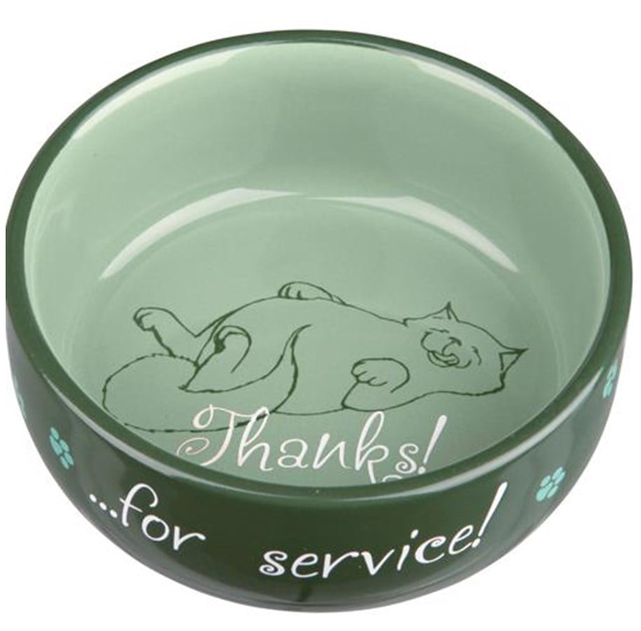 Katter - Trixie Ceramic Bowl Thanks for Service.0.3 l/ø 11 cm assorted colours - TX24793