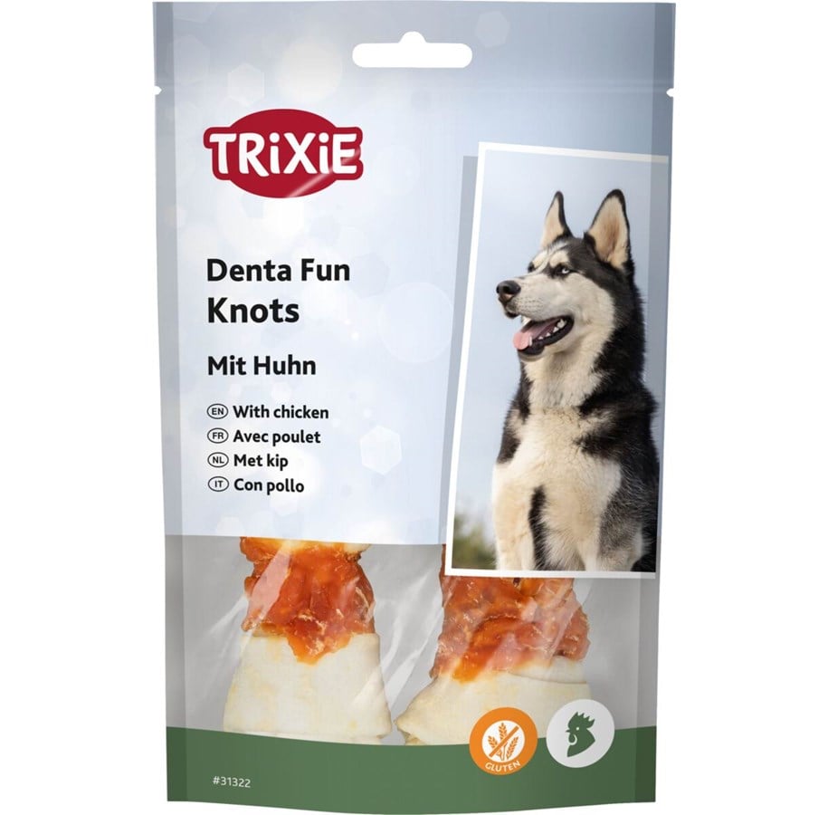 Hundar - Trixie Denta Fun Kycklinglindad Råhudsknut 11cm (2-Pack) 70g - TX31322