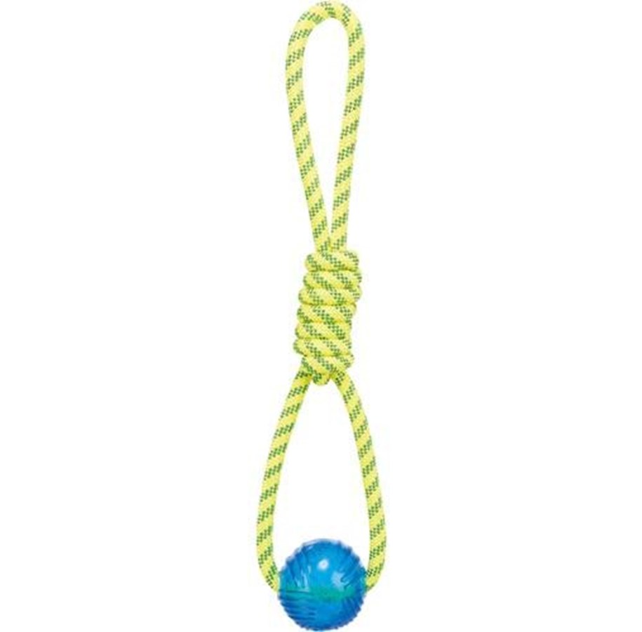 Hundar - Trixie Playing Rope with Ball ø 6 × 40 cm yellow/green - TX33662