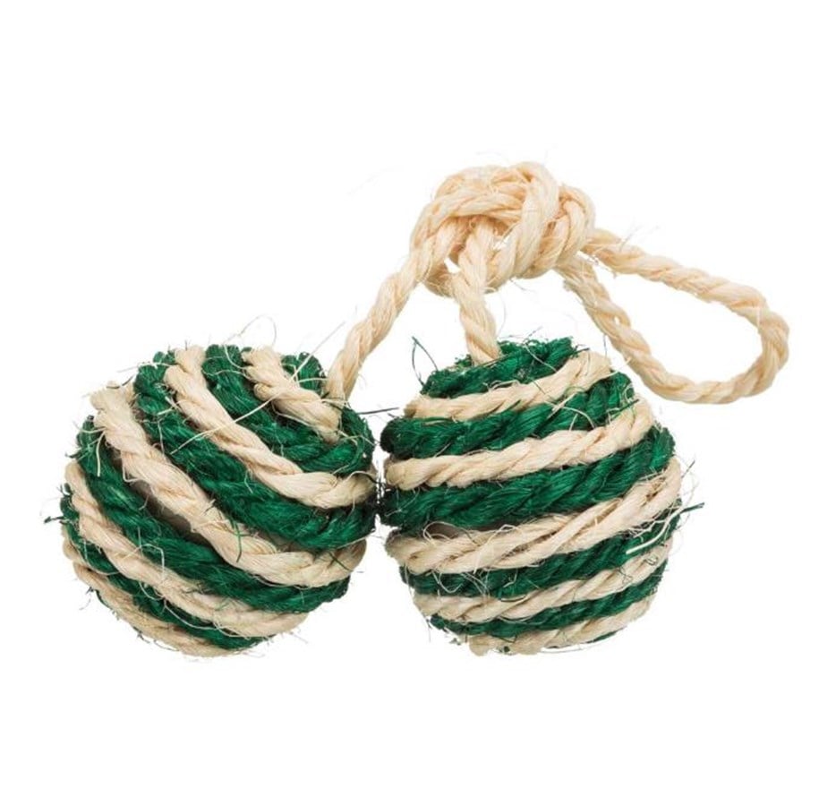 Katter - Trixie 2 Balls on a Rope ø 4.5 cm assorted colours - TX4077
