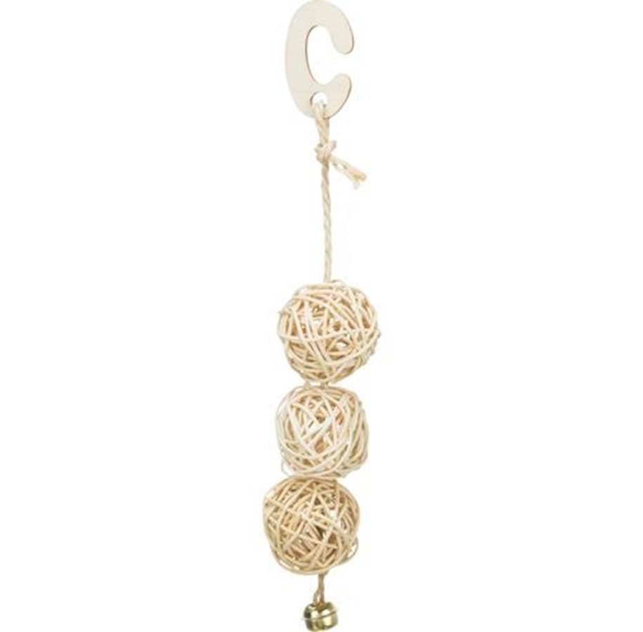 Fågelleksaker - Trixie 3 Rattan balls with bell 24 cm - TX51693