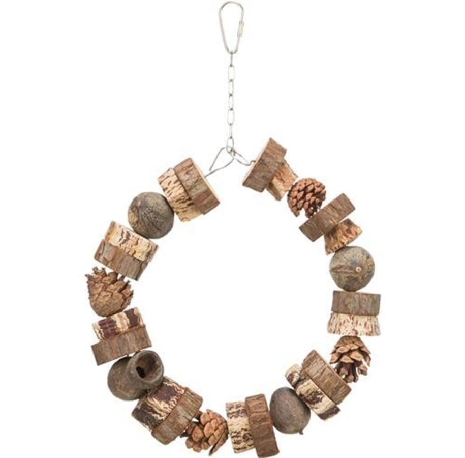 Fågelleksaker - Trixie Ring swing wood/pine cone ø 18 cm - TX51701