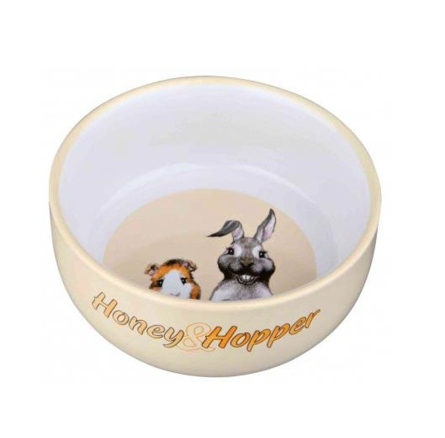 Gnagare - Trixie Honey & Hopper Ceramic Bowl 250 ml/ø 11 cm assorted colours - TX60808