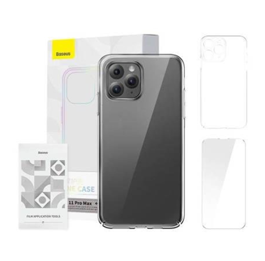 Mobile - Covers & Cases - Baseus Crystal Series for iPhone 11 pro max (clear) + tempered glass + cleaning kit - ARSJ000202