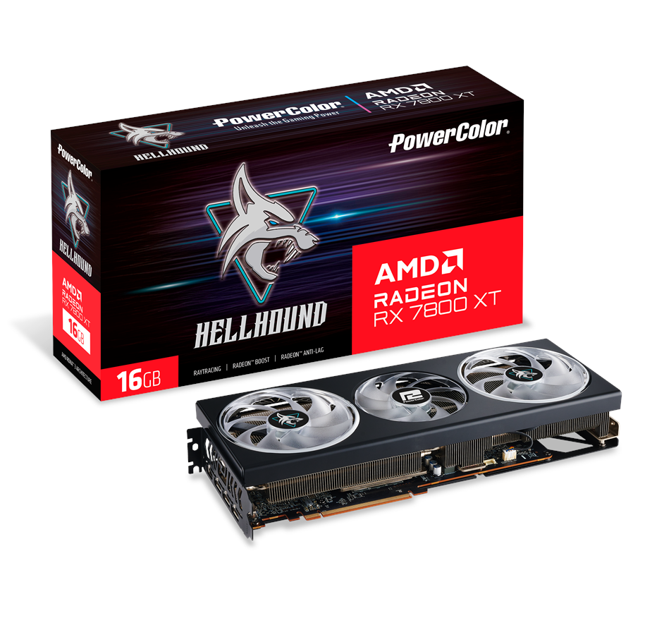Grafikkort - PowerColor Radeon RX 7800 XT Hellhound OC - 16GB GDDR6 RAM - Grafikkort - RX7800XT 16G-L/OC