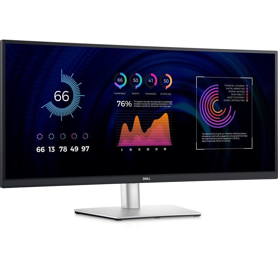 Skärm - 34" Dell P3424WE - 3440x1440 (UWQHD) - 60Hz - IPS - 90W USB-C - KVM switch *DEMO* - DELL-P3424WE