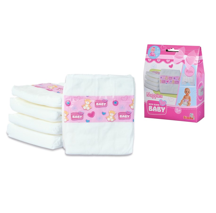 Docka, bamse och tillbehör - Simba NBB 5 Diapers - 105560019