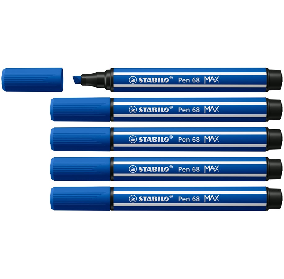 Skriv- och ritverktyg - STABILO Pen 68 MAX - Fibre-tip Pen with Thick Chisel Tip - Dark Blue - 768/32