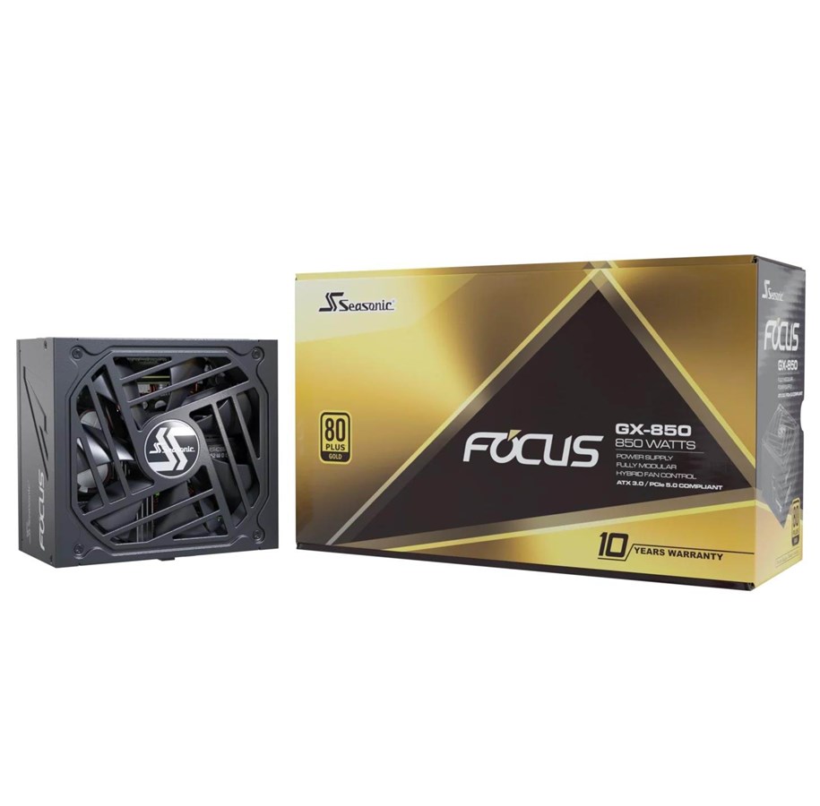 Strömförsörjning - Seasonic Focus GX 850 Strömförsörjning - 850 Watt - 135 mm - ATX 3.1 - 80 Plus Gold certificate - FOCUS-GX-850-ATX30