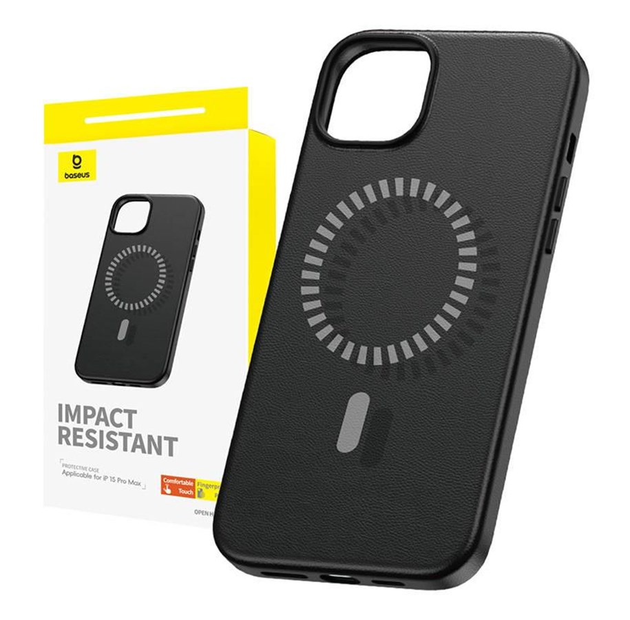 Mobile - Covers & Cases - Baseus Magnetic Phone Case for iPhone 15 ProMax  Fauxther Series (Black) - P60157305113-03