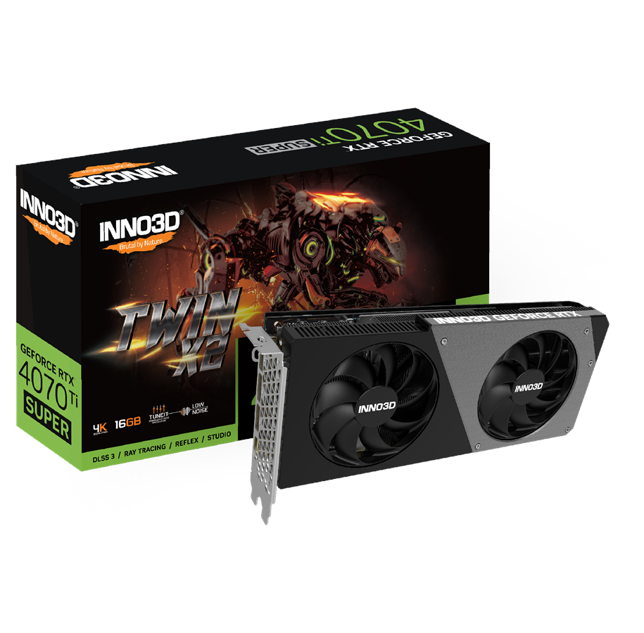 Grafikkort - Inno3D GeForce RTX 4070 Ti SUPER Twin X2 - 16GB GDDR6X RAM - Grafikkort - N407TS2-166X-186156N