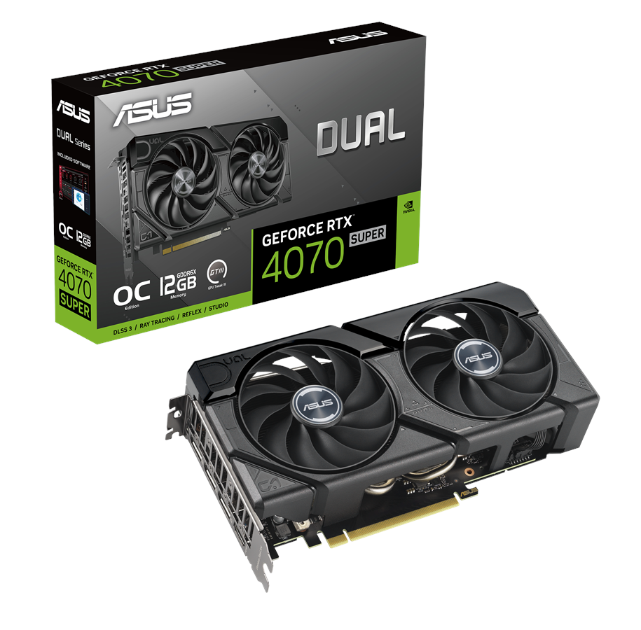 Grafikkort - ASUS GeForce RTX 4070 SUPER DUAL EVO OC - 12GB GDDR6X RAM - Grafikkort - 90YV0KC0-M0NA00