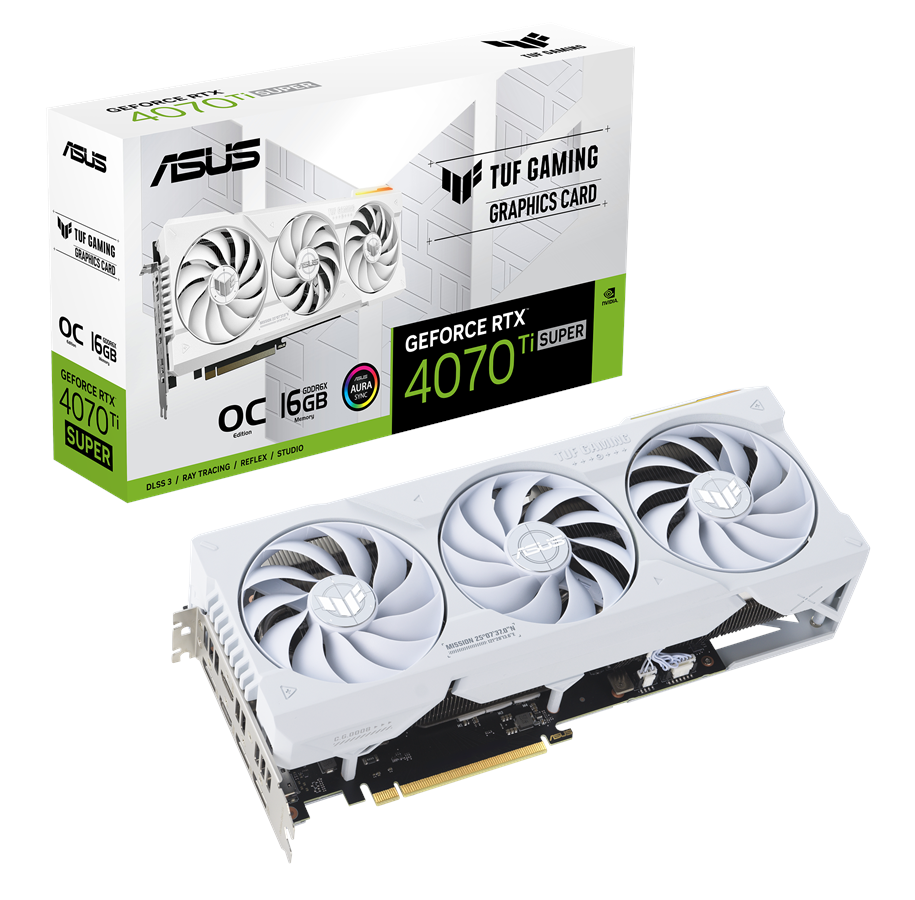 Grafikkort - ASUS GeForce RTX 4070 Ti SUPER TUF White OC - 16GB GDDR6X RAM - Grafikkort - 90YV0KF2-M0NA00