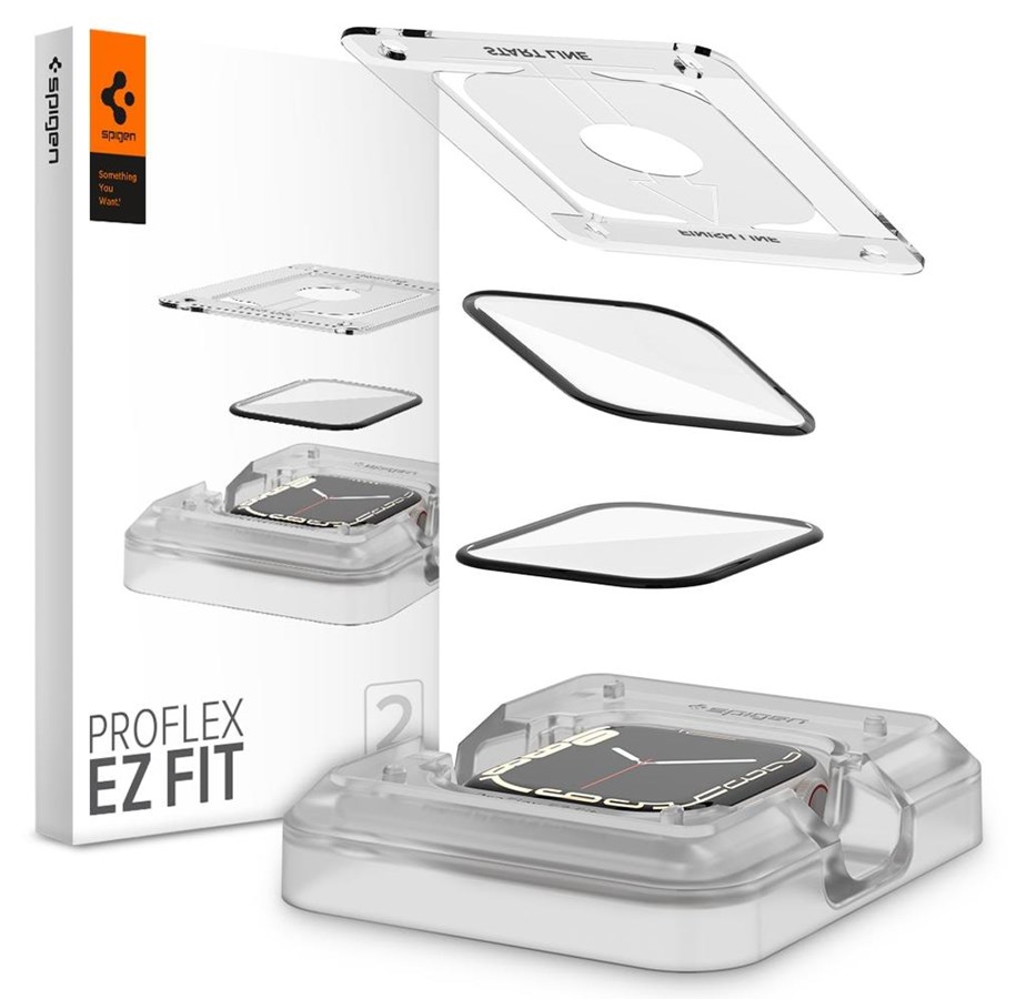 Mobiltelefontillbehör-Skyddsfilm - Spigen ProFlex EZ Fit 2 Pack - Apple Watch 9/8/7 41mm - AFL04052