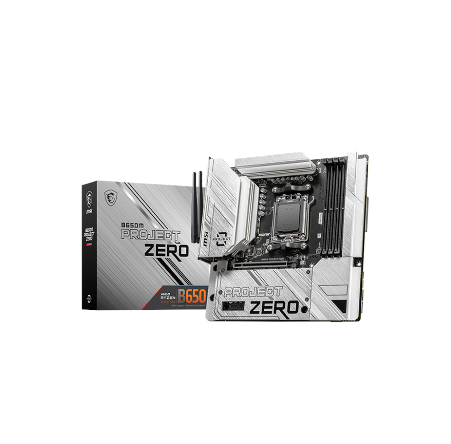 Moderkort - MSI B650M PROJECT ZERO Moderkort - AMD B650 - AMD AM5 - DDR5 RAM - Micro-ATX (BTF Standard) - B650M PROJECT ZERO