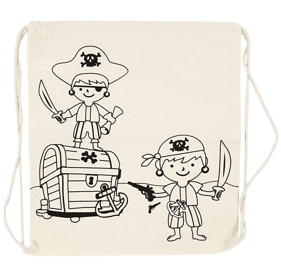 Kreativa spel - Creativ Company Color your own Cotton Gym Bag Pirates - 499651