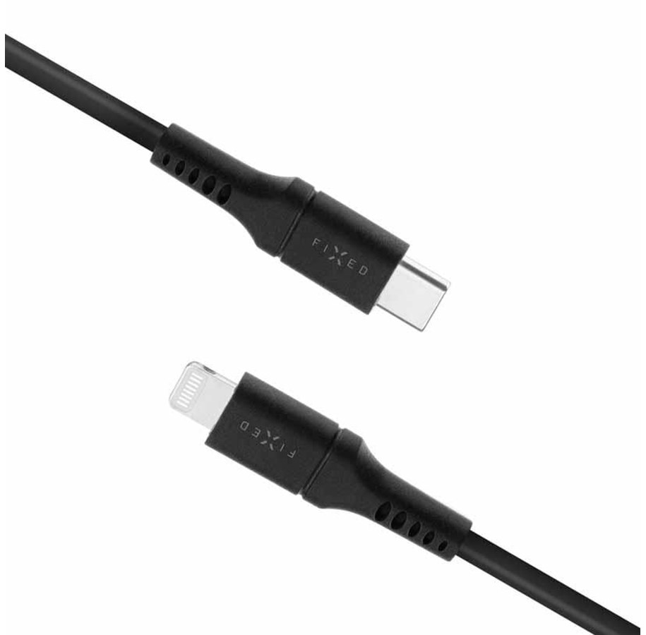 USB-kabel - FIXED LIQUID Silicone - USB-C <-> Lightning - 0.5m - Svart - FIXDLS-CL05-BK