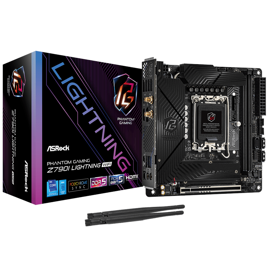 Moderkort - ASRock Z790I PG LIGHTNING WIFI Moderkort - Intel Z790 - Intel LGA1700 - DDR5 RAM - Mini-ITX - 90-MXBNM0-A0UAYZ