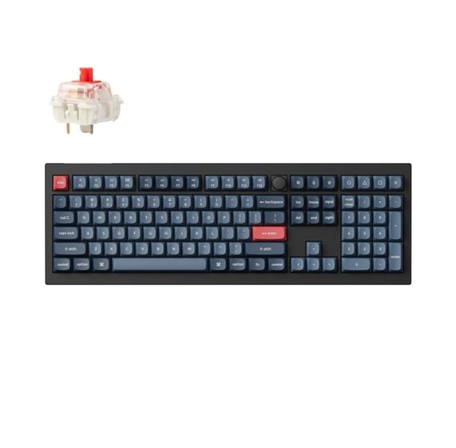 Tangentbord - Keychron V6 MAX QMK/VIA Wireless RGB Hot Swap Jupiter Red - Carbon Black - Tangentbord - Nordisk - Svart - V6M-D1-BO