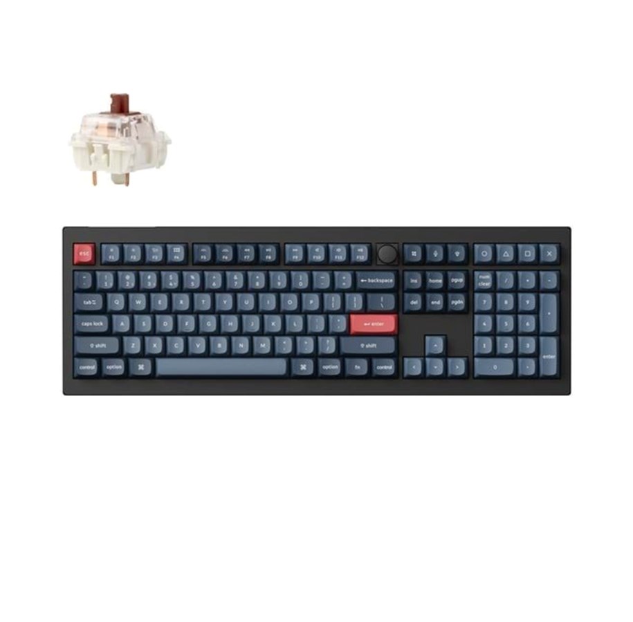 Tangentbord - Keychron V6 MAX QMK/VIA Wireless RGB Hot Swap Jupiter Brown - Carbon Black - Gaming Tangentbord - Nordisk - Svart - V6M-D3-BO