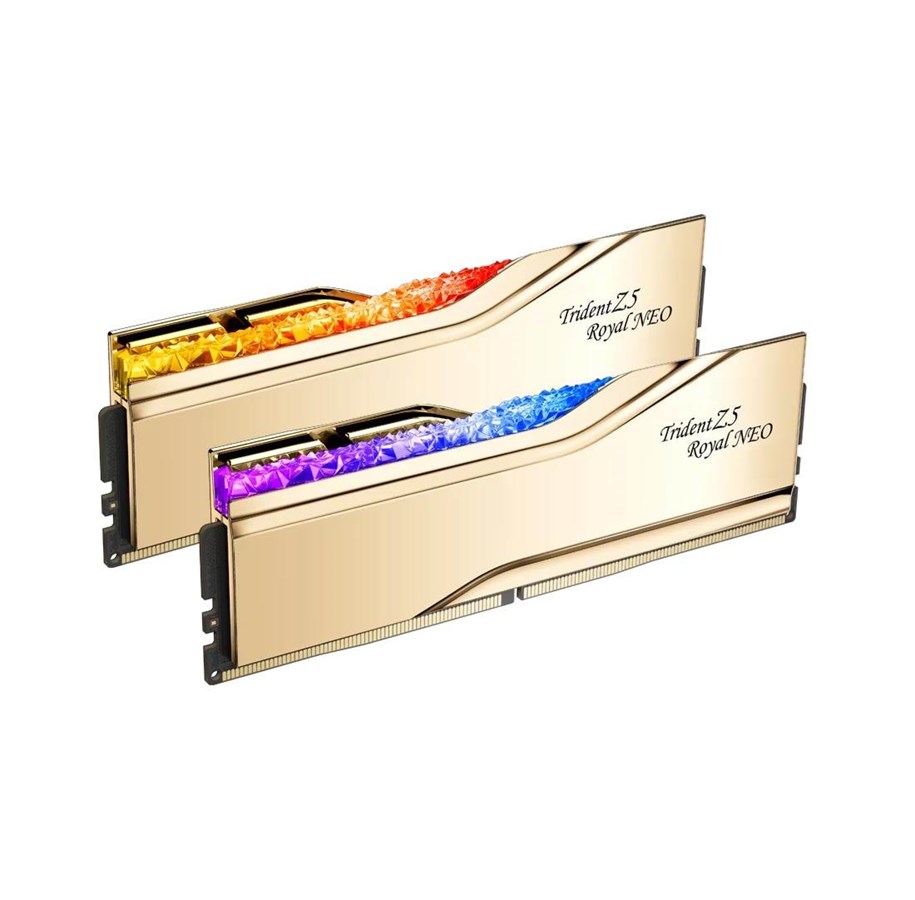 RAM - G.Skill Trident Z5 Royal Neo RGB DDR5-6000 - 32GB - CL28 - Dual Channel (2 pcs) - AMD EXPO - Guld med RGB - F5-6000J2836G16GX2-TR5NG