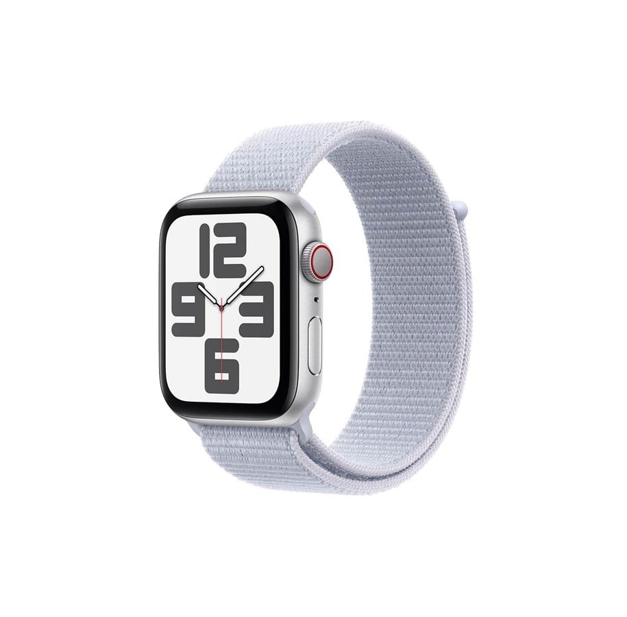 Pulsmätare & Stegräknare - Apple Watch SE GPS + Cellular 44mm - Silver Aluminium Case with Blue Cloud Sport Loop - MXGR3QN/A