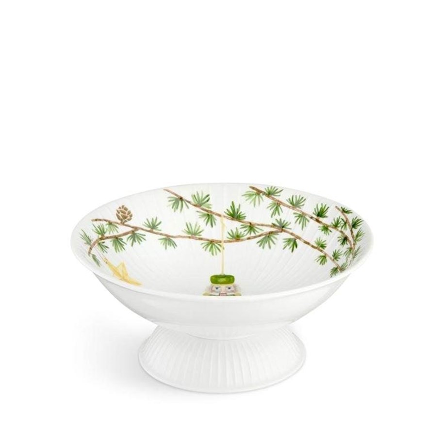 Bordsdukning - Kähler Hammershøi Christmas Bowl on stand Ø23 cm - White w. deco - 693130